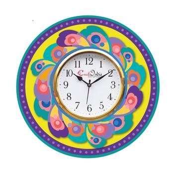 Ethnic Design Wooden Colorful Round Wall Clock 1