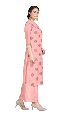 Pink printed art silk party-wear-kurtis 3