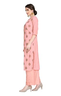 Pink printed art silk party-wear-kurtis 4
