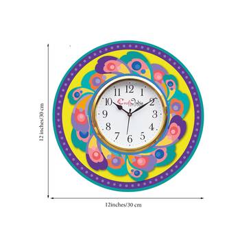 Ethnic Design Wooden Colorful Round Wall Clock 3