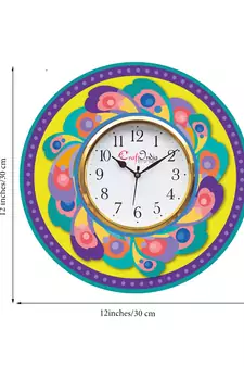 Ethnic Design Wooden Colorful Round Wall Clock