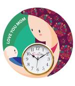 Love You Mom Theme Wooden Colorful Round Wall Clock
