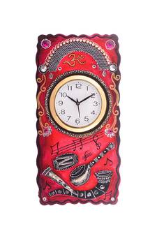 Musical Instruments Embossed Coloful Wooden Handcrafted Wooden Wall Clock (H - 19Inch)