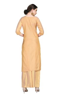 Peach printed art silk party-wear-kurtis 3