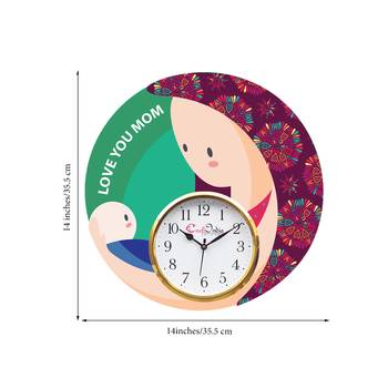 Love You Mom Theme Wooden Colorful Round Wall Clock 3
