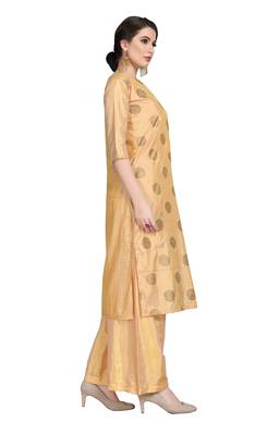 Peach printed art silk party-wear-kurtis 4
