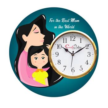 Best Mom in the World Theme Wooden Colorful Round Wall Clock 1