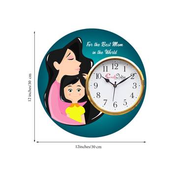 Best Mom in the World Theme Wooden Colorful Round Wall Clock 3