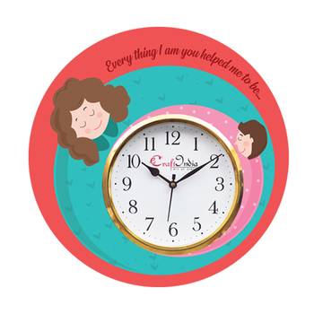 Mother Dauthter Relationship Theme Wooden Colorful Round Wall Clock 1