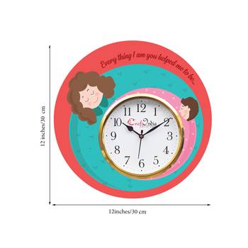 Mother Dauthter Relationship Theme Wooden Colorful Round Wall Clock 3