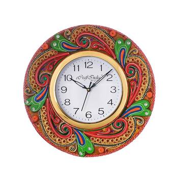 Lavish Artistic Design Papier-Mache Wooden Handcrafted Wall Clock 2