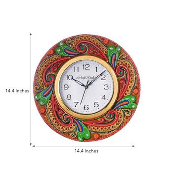 Lavish Artistic Design Papier-Mache Wooden Handcrafted Wall Clock 3