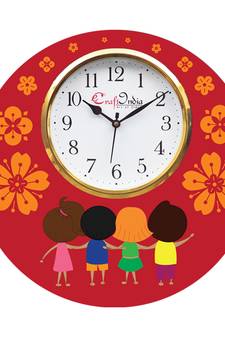 Friendship Theme Wooden Colorful Round Wall Clock