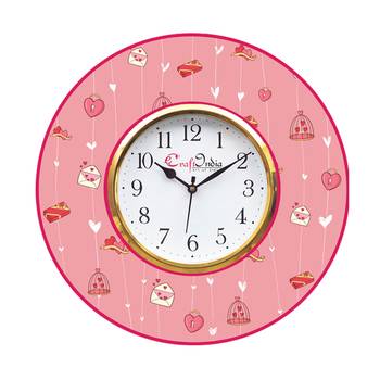 Valentine Love Gift and Heart Theme Wooden Colorful Round Wall Clock 1