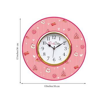Valentine Love Gift and Heart Theme Wooden Colorful Round Wall Clock 3