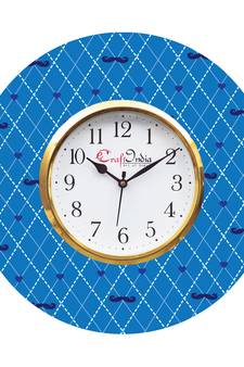 Moustache and Love Theme Wooden Colorful Round Wall Clock