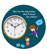 Brother Sister Theme Wooden Colorful Round Wall Clock