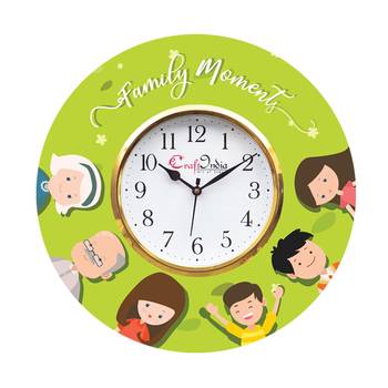 Family Moments Theme Wooden Colorful Round Wall Clock 1