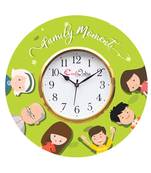 Family Moments Theme Wooden Colorful Round Wall Clock