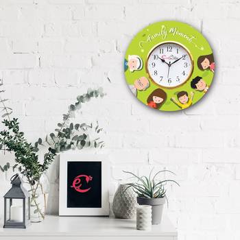 Family Moments Theme Wooden Colorful Round Wall Clock 2
