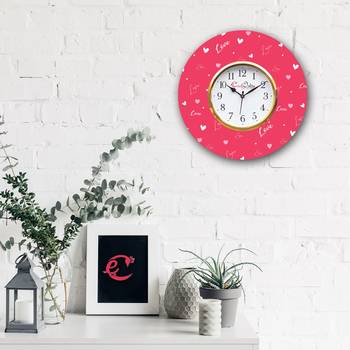 Valentine Love Design Wooden Colorful Round Wall Clock 2
