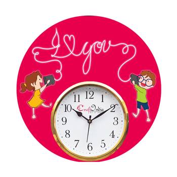Brother Sister Theme Wooden Colorful Round Wall Clock 1