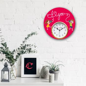 Brother Sister Theme Wooden Colorful Round Wall Clock 2