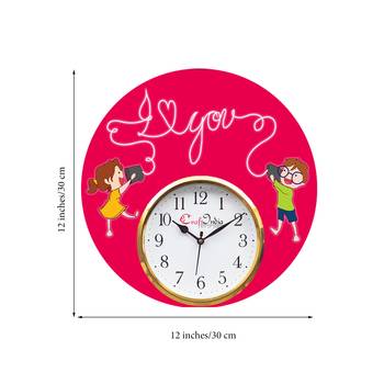 Brother Sister Theme Wooden Colorful Round Wall Clock 3