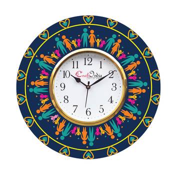 Ethnic Design Wooden Colorful Round Wall Clock 1