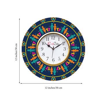 Ethnic Design Wooden Colorful Round Wall Clock 3