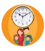 Family Theme Wooden Colorful Round Wall Clock
