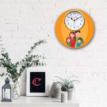 Family Theme Wooden Colorful Round Wall Clock 2