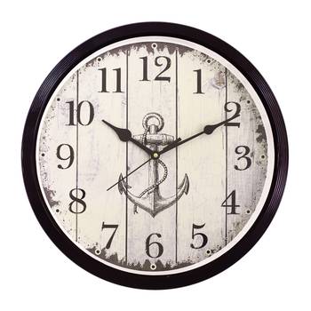 Round Antique look Plastic Quartz analog wall clock (Black 32 x 32 cm) 1