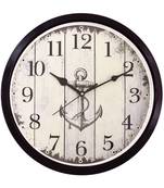 Round Antique look Plastic Quartz analog wall clock (Black 32 x 32 cm)