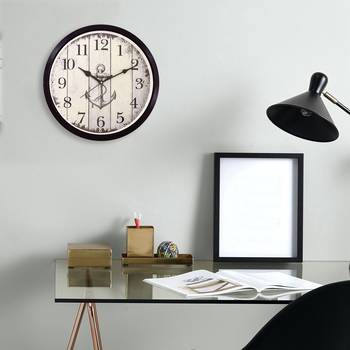 Round Antique look Plastic Quartz analog wall clock (Black 32 x 32 cm) 2