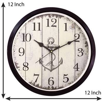 Round Antique look Plastic Quartz analog wall clock (Black 32 x 32 cm) 3