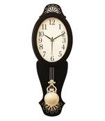 Black vertical wooden analog wall clock(21 cm x 7 cm)