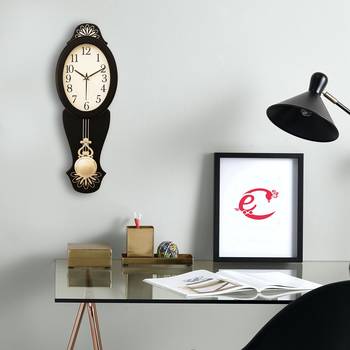 Black vertical wooden analog wall clock(21 cm x 7 cm) 2