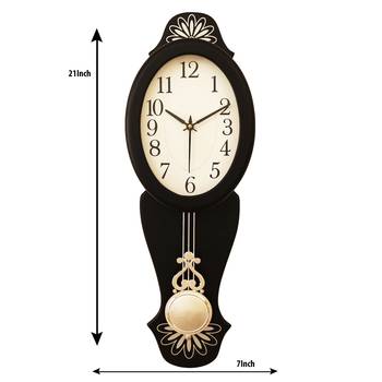 Black vertical wooden analog wall clock(21 cm x 7 cm) 3
