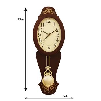 Cola Brown vertical wooden analog wall clock(21 cm x 7 cm) 3
