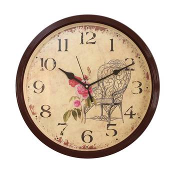 Round Antique look Plastic Quartz analog wall clock (Brown 32 x 32 cm) 1