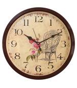 Round Antique look Plastic Quartz analog wall clock (Brown 32 x 32 cm)