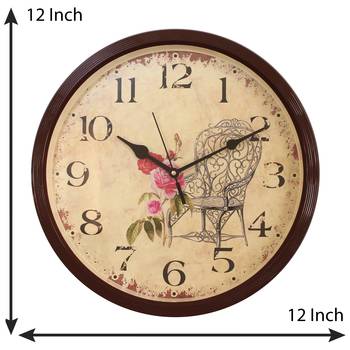 Round Antique look Plastic Quartz analog wall clock (Brown 32 x 32 cm) 3