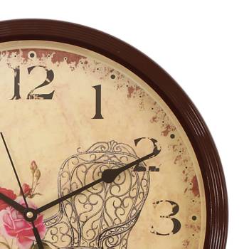 Round Antique look Plastic Quartz analog wall clock (Brown 32 x 32 cm) 5