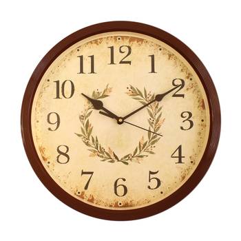 Round Antique look Plastic Quartz analog wall clock (Brown 32 x 32 cm) 1