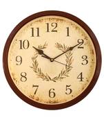 Round Antique look Plastic Quartz analog wall clock (Brown 32 x 32 cm)