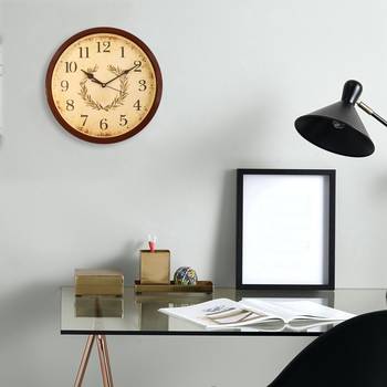 Round Antique look Plastic Quartz analog wall clock (Brown 32 x 32 cm) 2