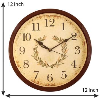 Round Antique look Plastic Quartz analog wall clock (Brown 32 x 32 cm) 3