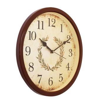 Round Antique look Plastic Quartz analog wall clock (Brown 32 x 32 cm) 4