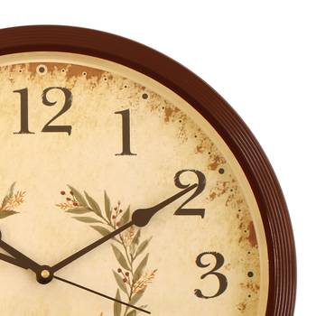 Round Antique look Plastic Quartz analog wall clock (Brown 32 x 32 cm) 5